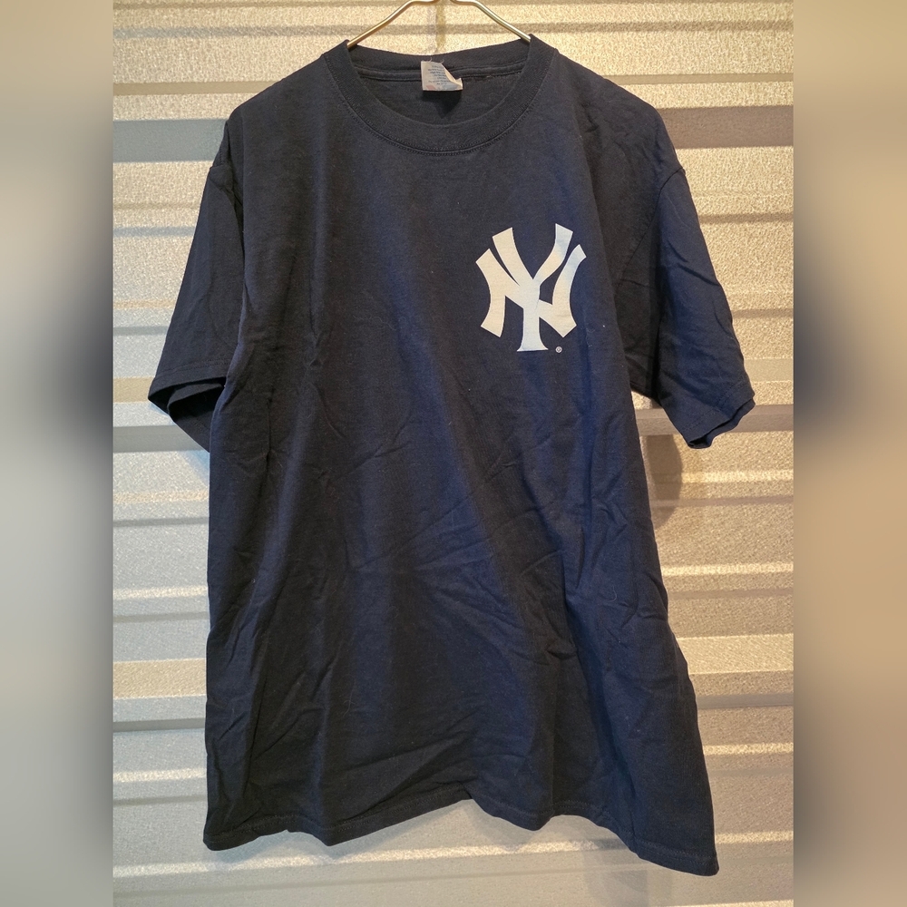 Majestic Dark Blue Tee with White Yankee Emblem